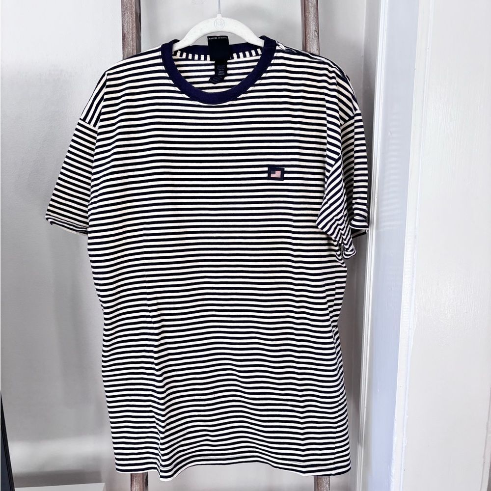 Vintage Y2K 90s USA Olympics navy and cream Striped Tee